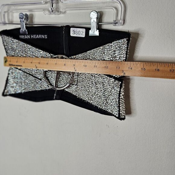 RARE Unique Bryan Hearns Bejeweled Criss Cross 90s Designer Belt with Zip Back - Picture 5 of 5